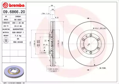 Тормозной диск A.B.S. 09.6866.20