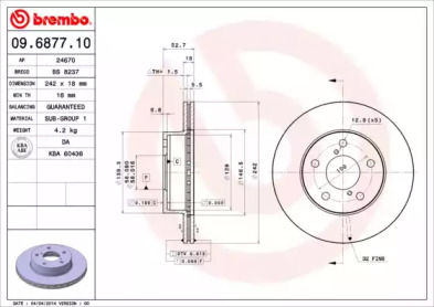 Тормозной диск A.B.S. 09.6877.10