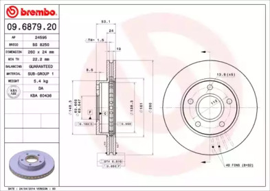 Тормозной диск A.B.S. 09.6879.20