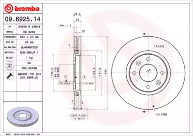 Тормозной диск A.B.S. 09.6925.14