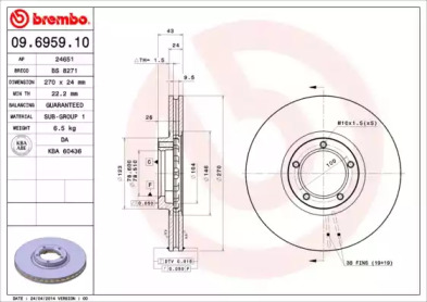 Тормозной диск A.B.S. 09.6959.10