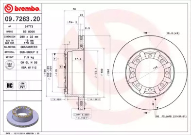 Тормозной диск A.B.S. 09.7263.20