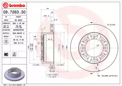 Тормозной диск A.B.S. 09.7263.30