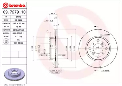 Тормозной диск A.B.S. 09.7279.10