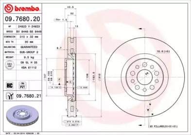 Тормозной диск A.B.S. 09.7680.20