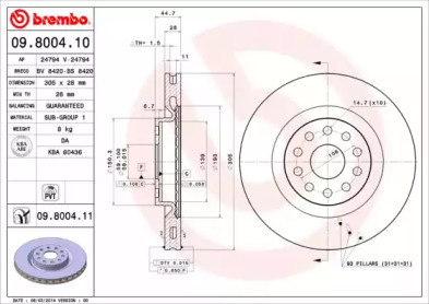 Тормозной диск A.B.S. 09.8004.11