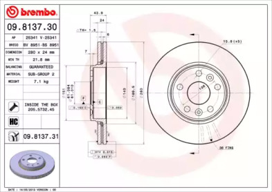 Тормозной диск A.B.S. 09.8137.31