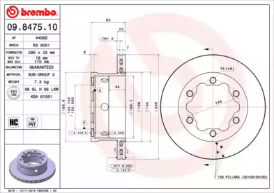 Тормозной диск A.B.S. 09.8475.10