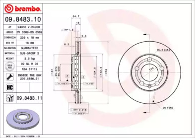 Тормозной диск A.B.S. 09.8483.10