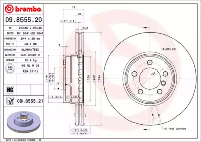 Тормозной диск A.B.S. 09.8555.21