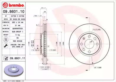 Тормозной диск A.B.S. 09.8601.10