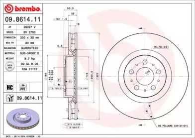 Тормозной диск A.B.S. 09.8614.11