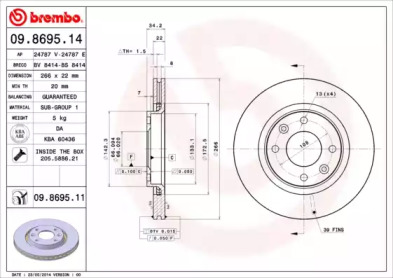 Тормозной диск A.B.S. 09.8695.11