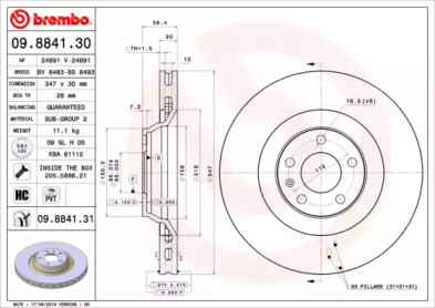 Тормозной диск A.B.S. 09.8841.31