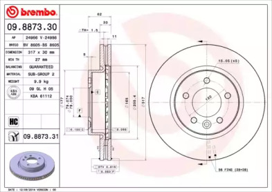 Тормозной диск A.B.S. 09.8873.31