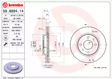 Тормозной диск A.B.S. 09.8894.14