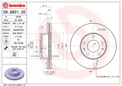 Тормозной диск A.B.S. 09.8931.20