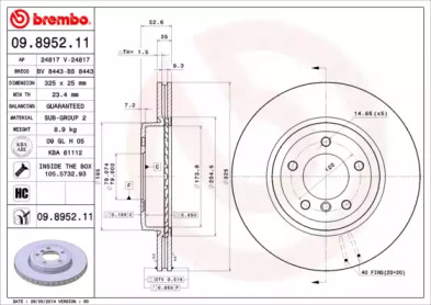 Тормозной диск A.B.S. 09.8952.11