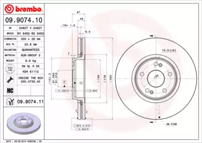 Тормозной диск A.B.S. 09.9074.11