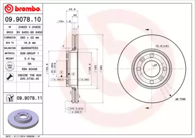 Тормозной диск A.B.S. 09.9078.10