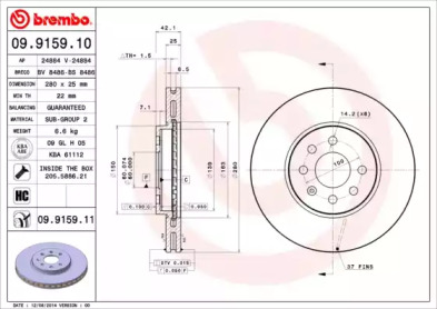 Тормозной диск A.B.S. 09.9159.11