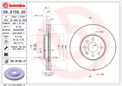 Тормозной диск A.B.S. 09.9159.20