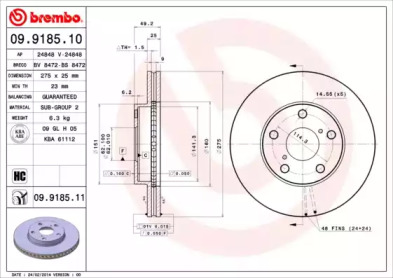 Тормозной диск A.B.S. 09.9185.11