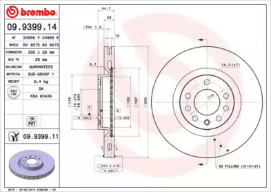 Тормозной диск A.B.S. 09.9399.11