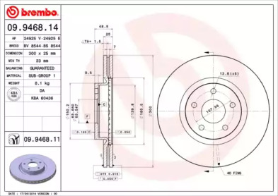 Тормозной диск A.B.S. 09.9468.11