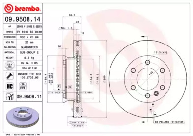 Тормозной диск A.B.S. 09.9508.14