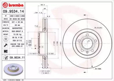 Тормозной диск A.B.S. 09.9534.11