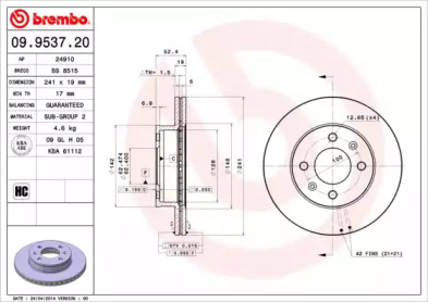 Тормозной диск A.B.S. 09.9537.20