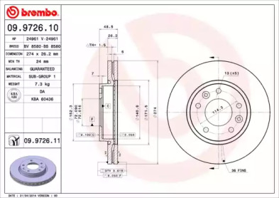 Тормозной диск A.B.S. 09.9726.11