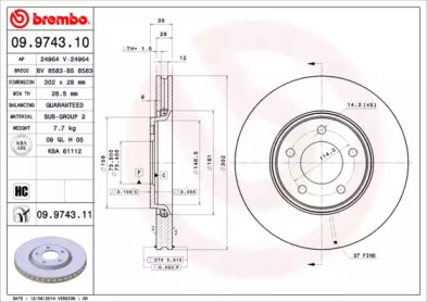 Тормозной диск A.B.S. 09.9743.11