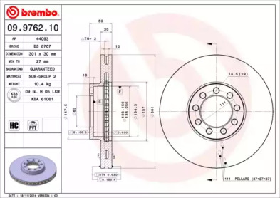 Тормозной диск A.B.S. 09.9762.10