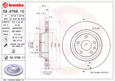 Тормозной диск A.B.S. 09.9768.11