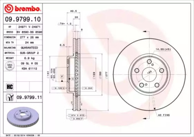 Тормозной диск A.B.S. 09.9799.11