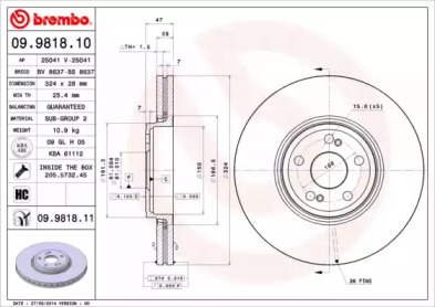 Тормозной диск A.B.S. 09.9818.11