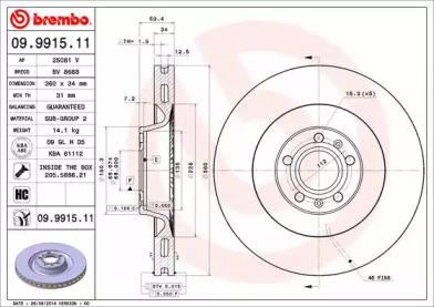 Тормозной диск A.B.S. 09.9915.11