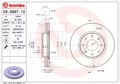 Тормозной диск A.B.S. 09.9997.10