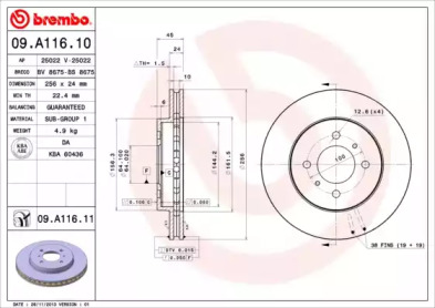 Тормозной диск A.B.S. 09.A116.10