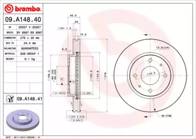 Тормозной диск A.B.S. 09.A148.40