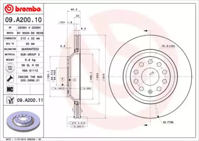 Тормозной диск A.B.S. 09.A200.11