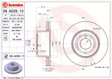 Тормозной диск A.B.S. 09.A229.11