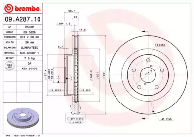 Тормозной диск A.B.S. 09.A287.10