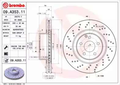 Тормозной диск A.B.S. 09.A353.11