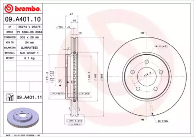 Тормозной диск A.B.S. 09.A401.10