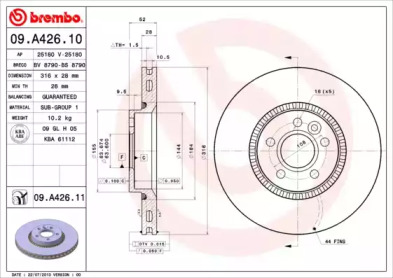 Тормозной диск A.B.S. 09.A426.11