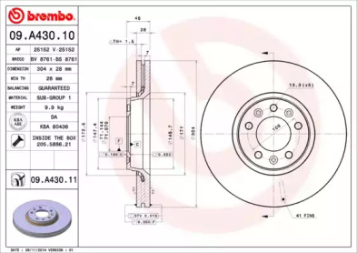 Тормозной диск A.B.S. 09.A430.10