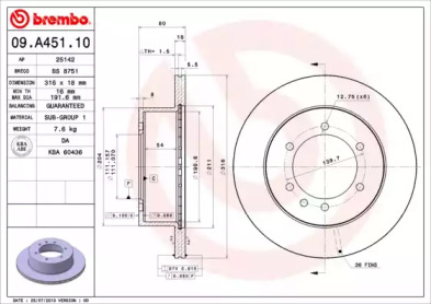 Тормозной диск A.B.S. 09.A451.10